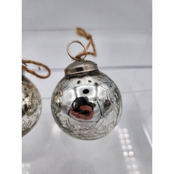 Vintage Kugel Style Silver Crackle Mercury Glass Ball Christmas Ornament - Picture 3 of 8